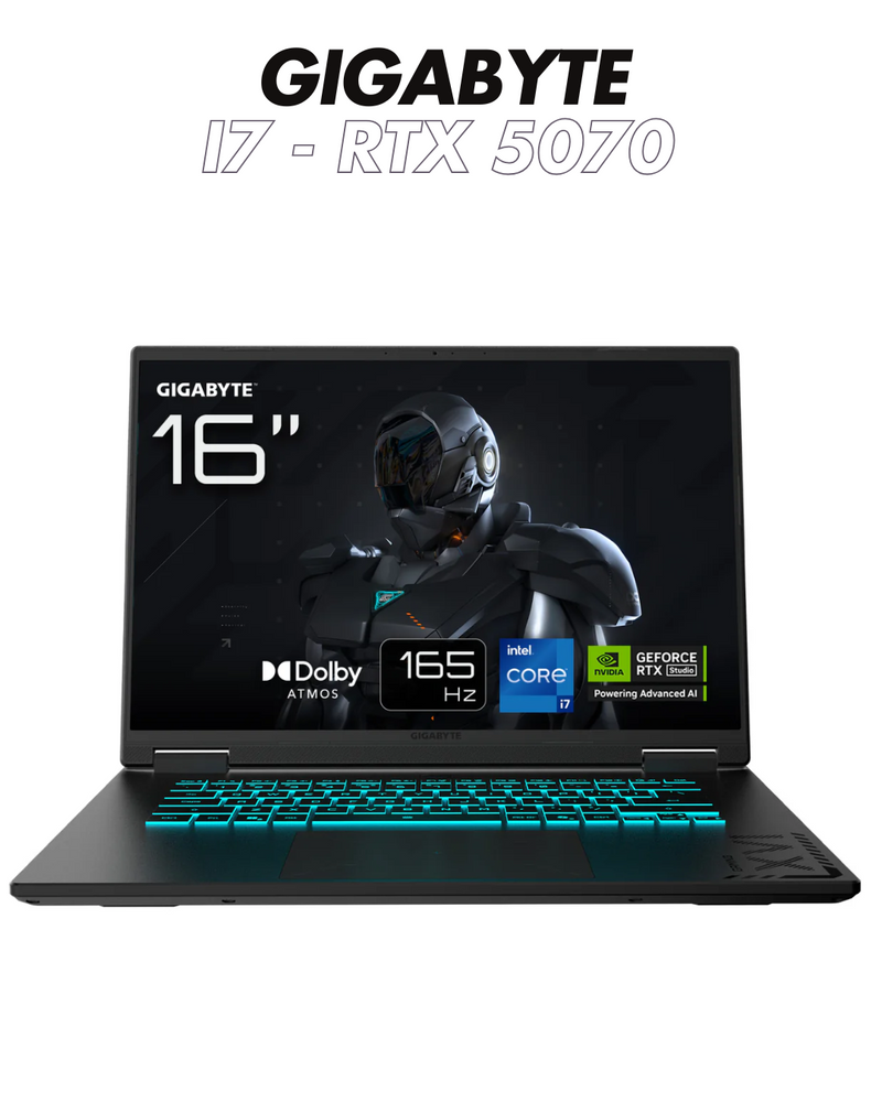 GIGABYTE GAMING NOTEBOOK 16" 165HZ, INTEL I7-13620H, RTX 5070 8GB GDDR7, 32GB DDR5, SSD 1TB NVMe, WINDOWS 11