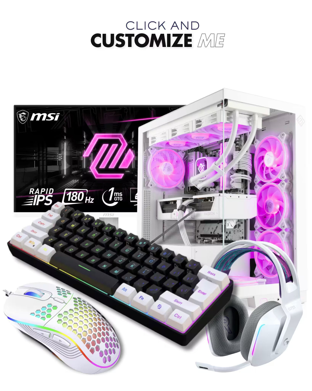 [PC+MONITOR+KIT] PC GAMING - RYZEN 5 9600x + RX 9060XT 16GB GDDR6 + MONITOR 180Hz 1ms  + KIT GAMING + 16GB RAM DDR5