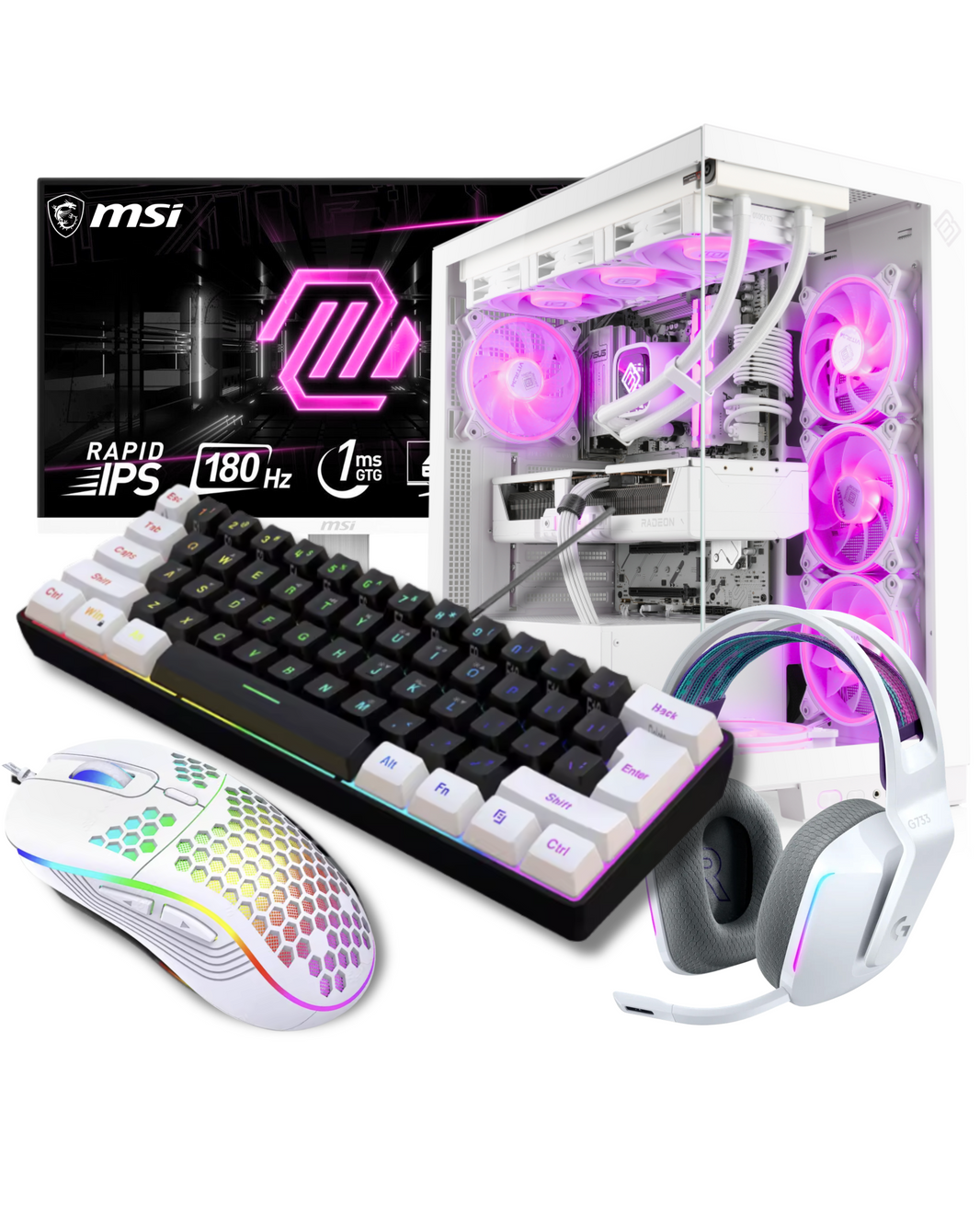 [PC+MONITOR+KIT] PC GAMING - RYZEN 5 7600x + RX 9060XT 16GB GDDR6 + MONITOR 180Hz 1ms  + KIT GAMING + 16GB RAM DDR5