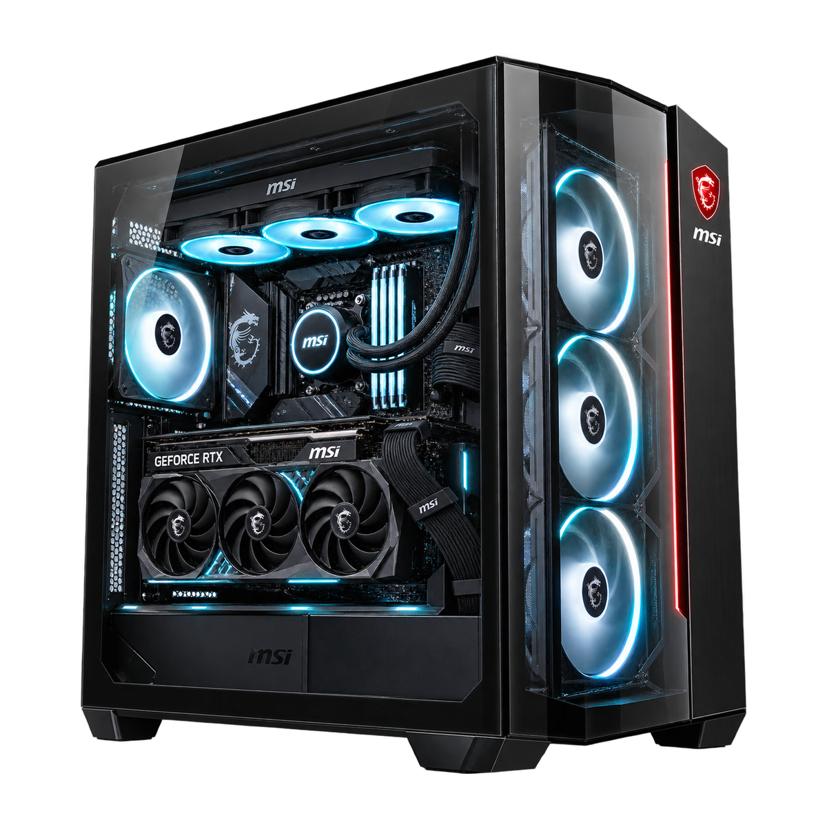 PC Gaming MSI COLOSSUS con RTX 5080 e AIO 360, doppio vetro e case configurabile fra 27 modelli