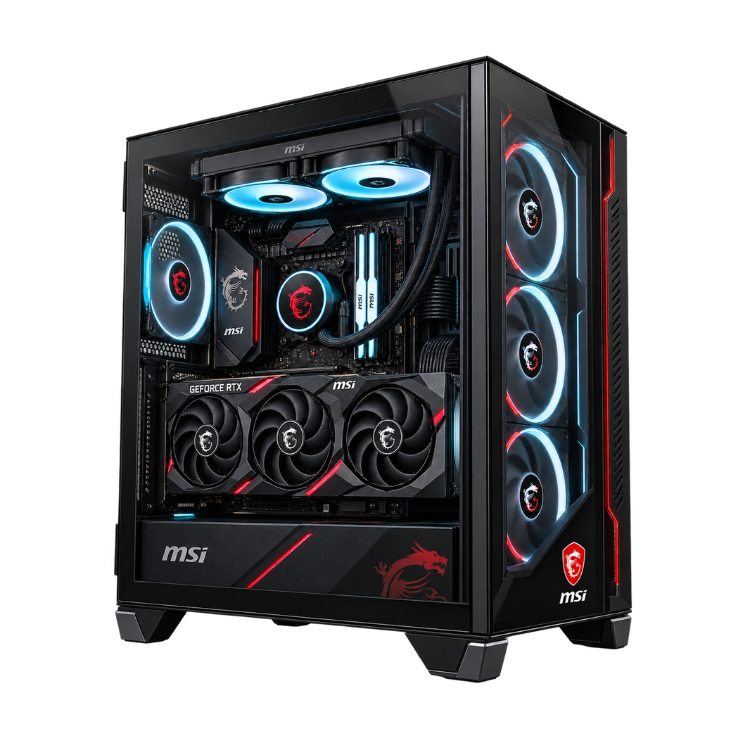 MSI DRAGONFIRE - PC GAMING RYZEN 7 7800X3D + RTX 5070 12GB GDDR7 + 32GB RAM DDR5 6000MHz + SSD M.2 NVMe 1TB + AIO 240 LIQUIDO