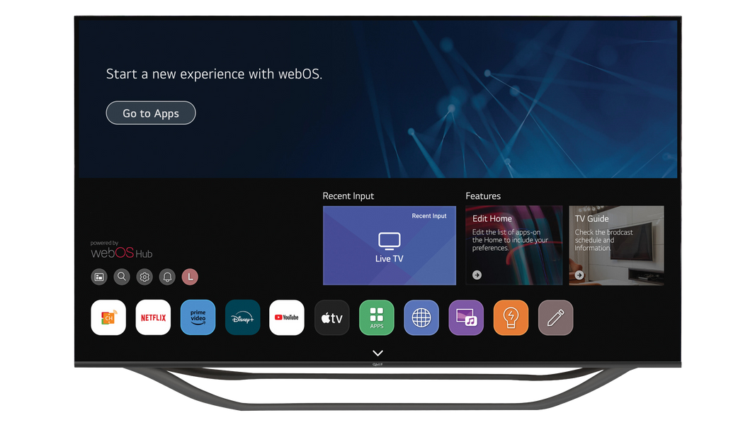 QBell QT55UWF9B Smart TV webOS 55 pollici 4K, modello esatto scontornato
